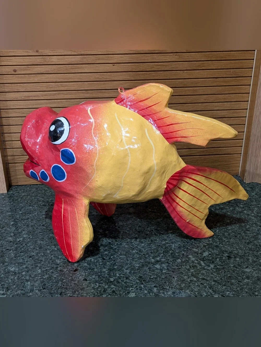 Paper Mache 3 Large Colorful Fish. Beautiful Decorative Set. EUC